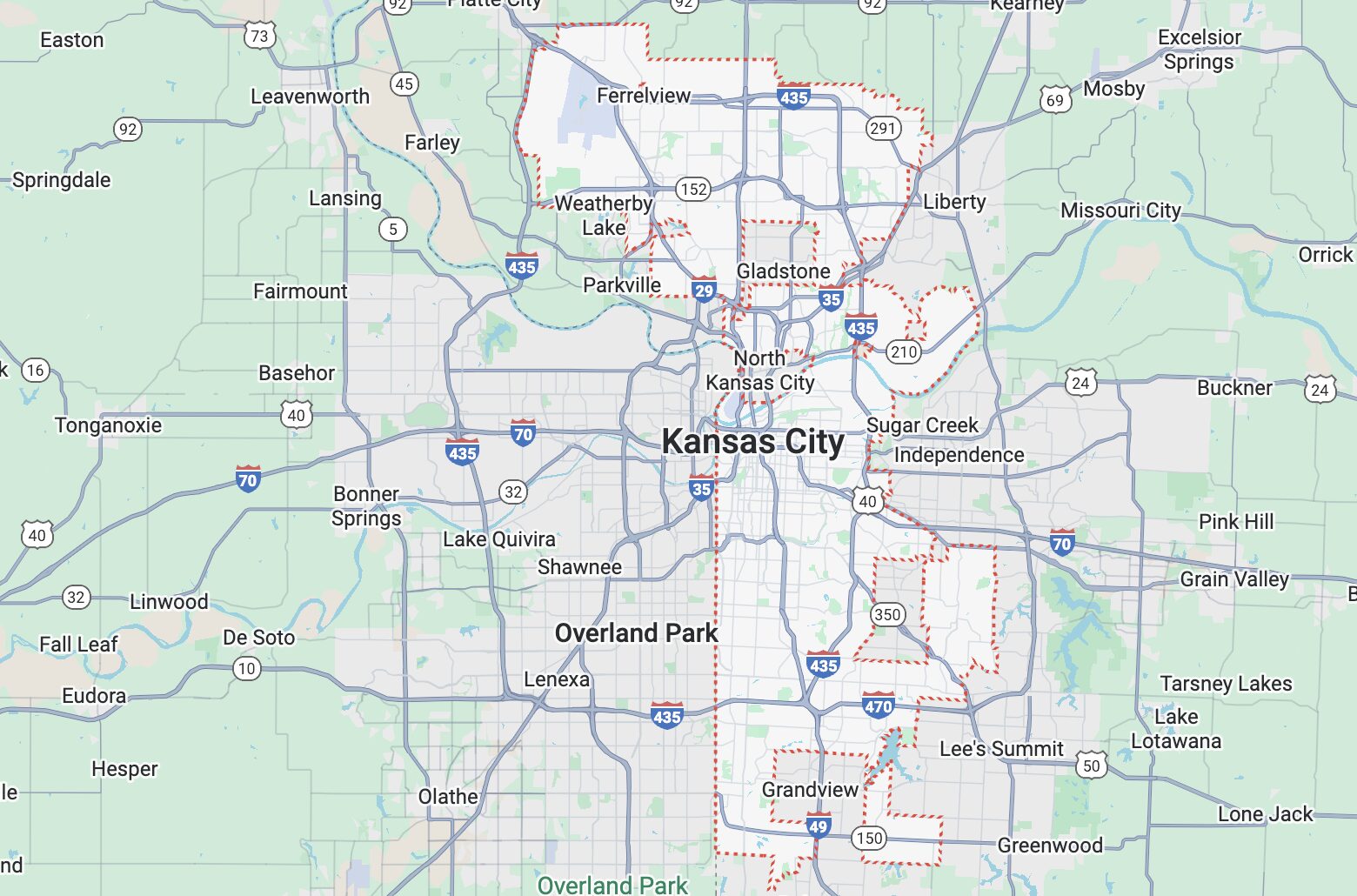 Kansas City Service Area Map