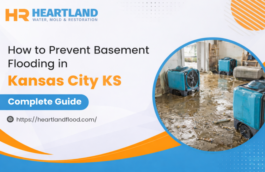 Basement flooding cleanup with drying equipment in Kansas City KS
